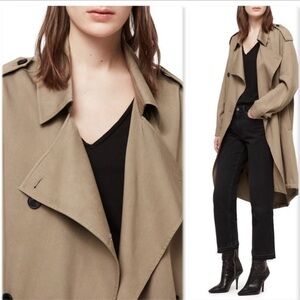 Allsaints Lia Mac Trench Coat in Sage Green Size XS READ DESCRIPTION